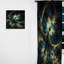 Rideau occultant abstrait doré et bleu The Fractal surrender II - Fractal-691050463
