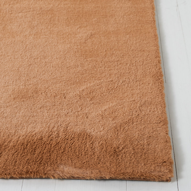 Tapis en fausse fourrure de lapin 500 brun, Rectangle 4 pi x 6 pi