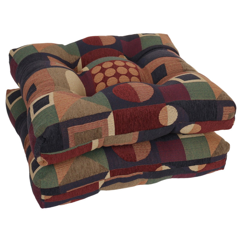 Coussin de chaise carrée 19 pouces, Motif géométrique multicolore