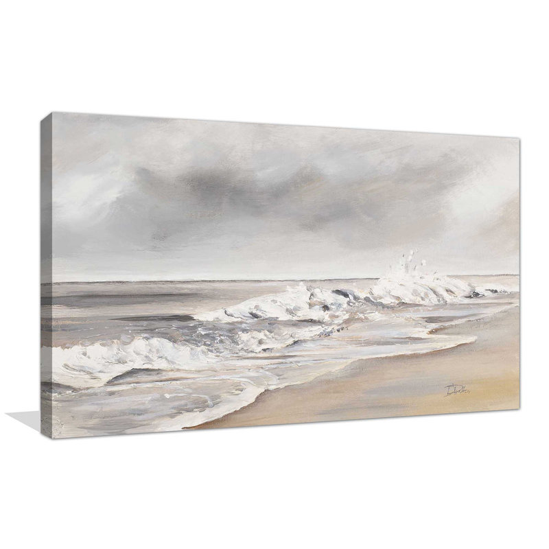 La Playa Al Atardecer - Peinture, L 30 po x H 18 po, Toile tendue
