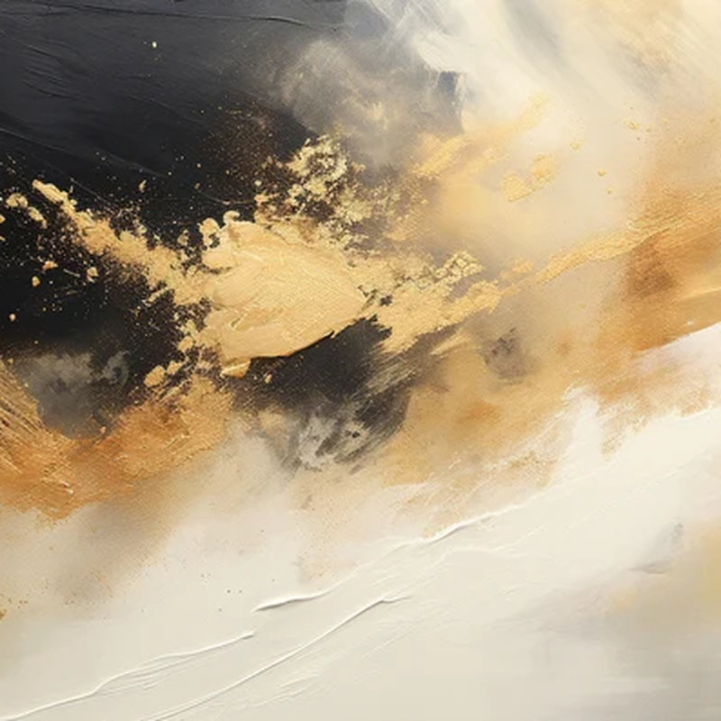 Murale abstraite noire et dorée, art moderne de luxe, L 138 po x l 105,96 po