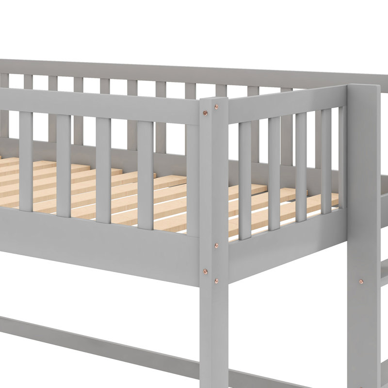 Lit mezzanine simple avec glissade Fun - gris, Gris, Lit simple