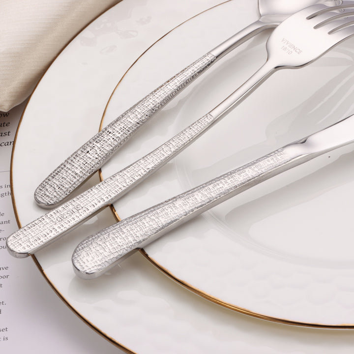 20 Pc Flatware Set with Square Handles, Silver