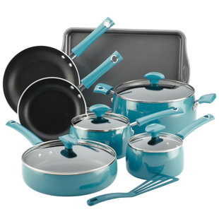 Rachael Ray 13 Piece Induction Safe Non-stick Cookware Set Teal - The  Peppermill