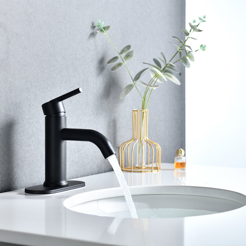 Robinet pour salle de bain à un trou noir mat, Noir mat, Système de drainage non compris