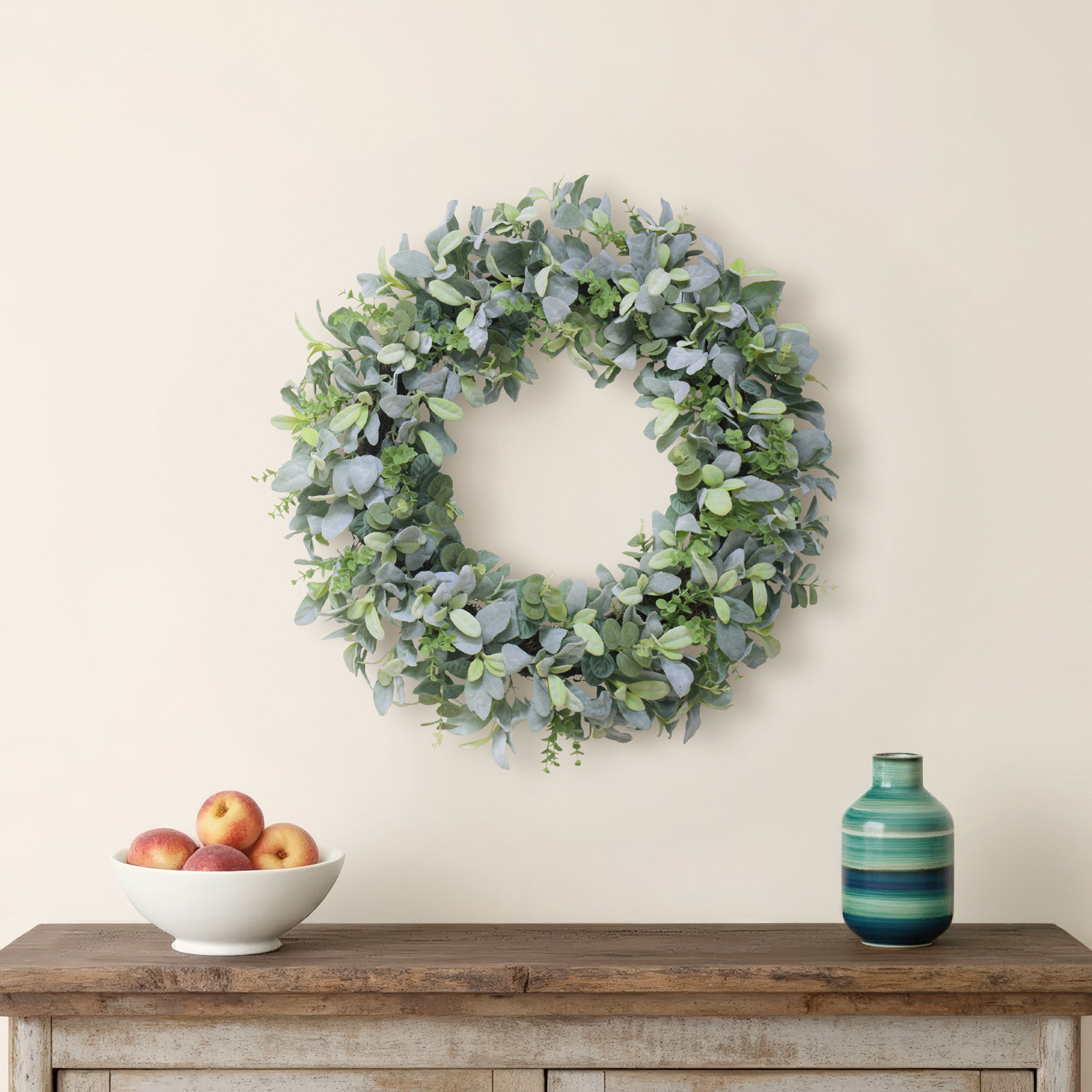 28" Artificial Lambs Ear Wreath