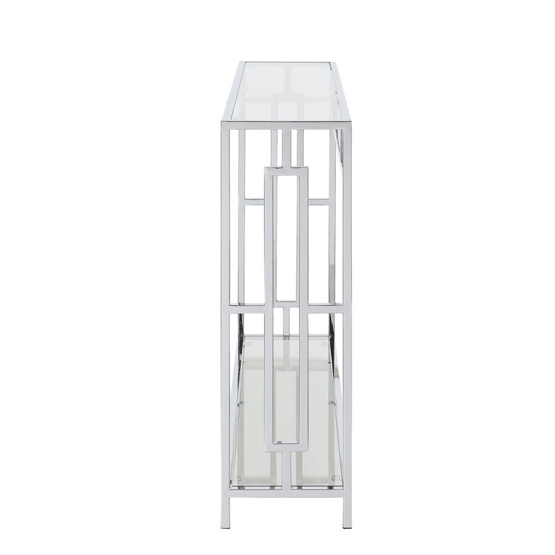 Sapienza 42'' Glass Console Table, Clear Glass/Chrome