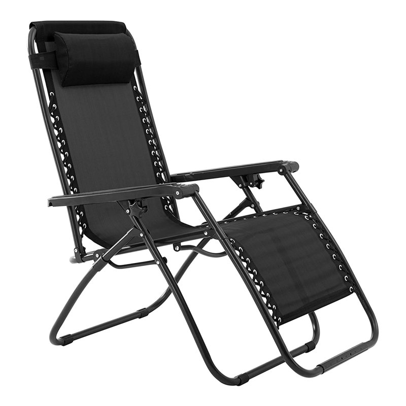 Outdoor Metal Chaise Lounge, Black
