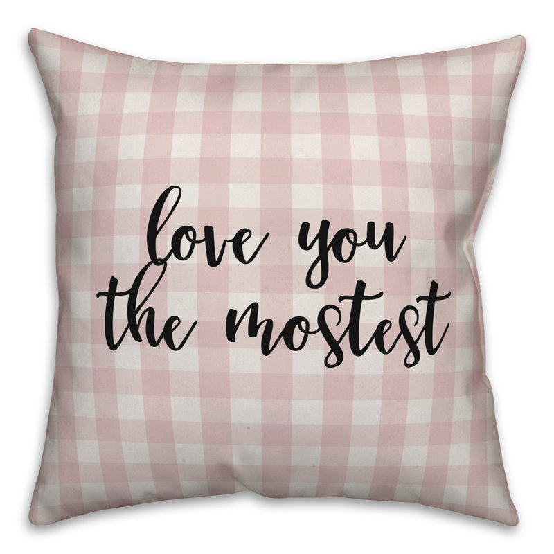 Coussin Love You The Mostest, Rose / Noir, Housse de coussin
