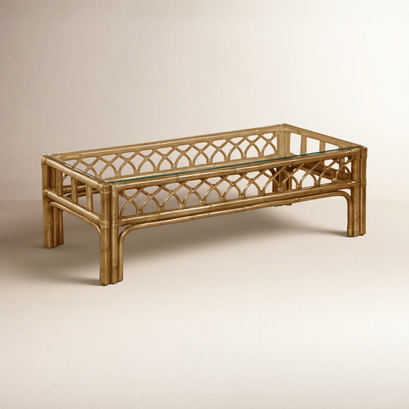 Edgewater Glass Top Coffee Table, Honey