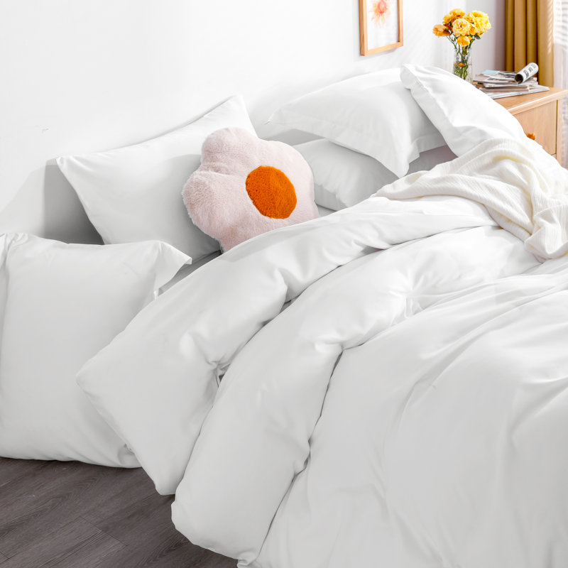 Ensemble de housse de couette , Blanc, Housse de couette simple + 1 très grande taie d'o