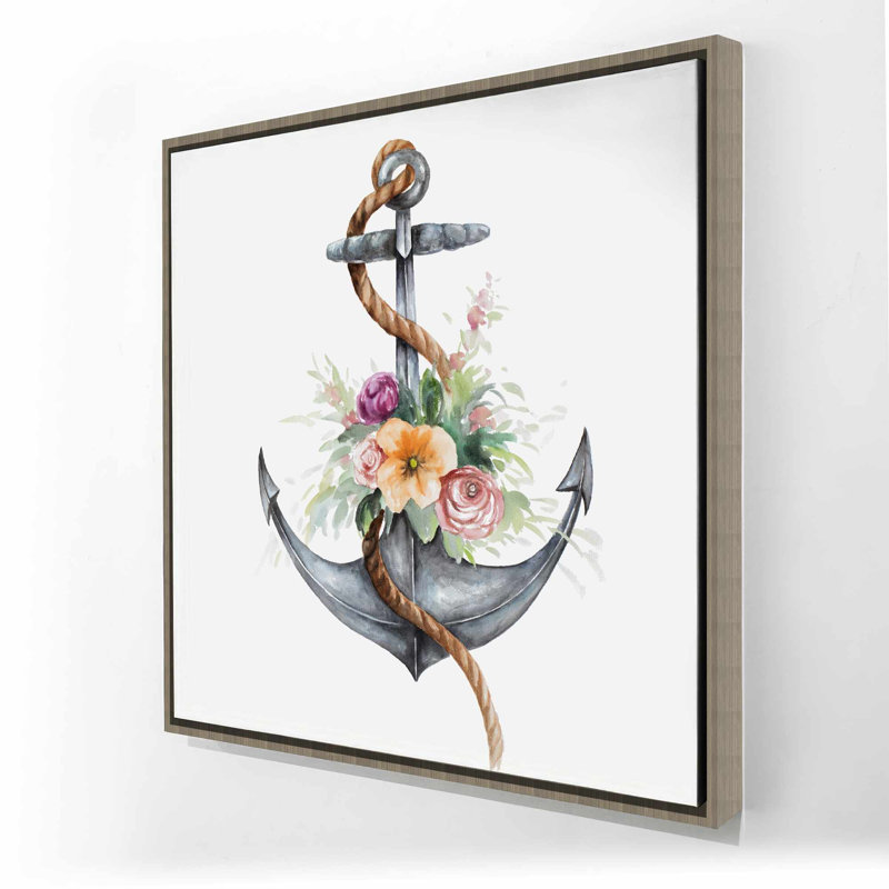 Bateau avec ancre et fleurs