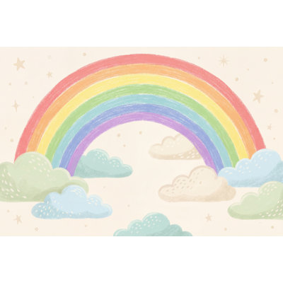 Papier peint pastel arc-en-ciel nuages dessinés à la main