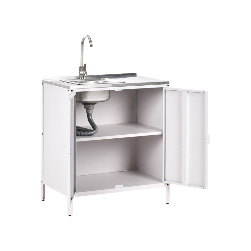 2 Piece Outdoor Kitchen Set with Sink VILAMA Metal White