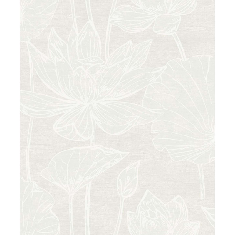 Rouleau de papier peint L 33 pi x l 20,9 po Lilies, Perle blanche