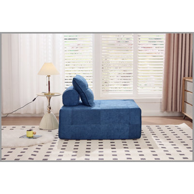 Canapé modulaire à assise profonde avec dossier réglable - canapé compressible en chenille de 39,37 po pour le salon, la chambre à coucher, le salon (1 pièce), bleu marine.