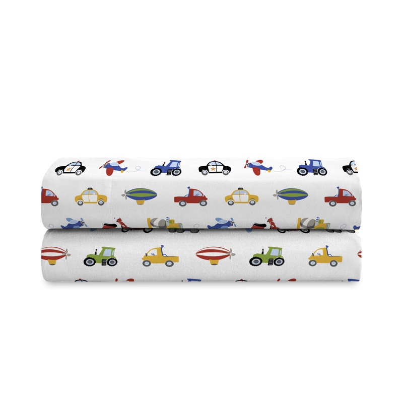 Trains & Trucks Sheet Set, Twin Sheet Set with 2 Pillowcases