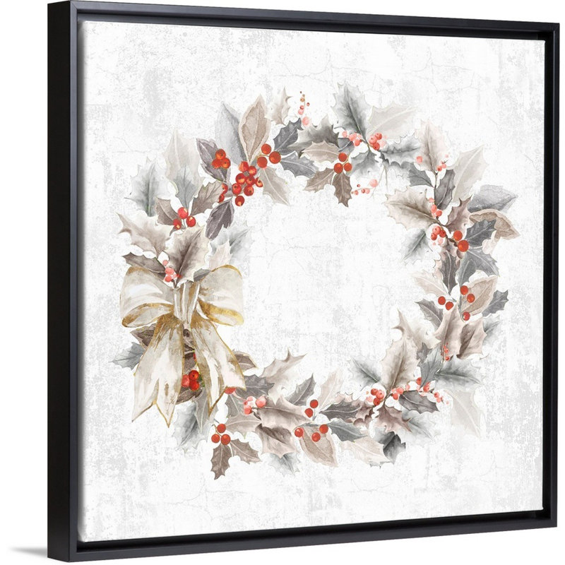 Holly weath-reproduction d’art sur toile, Cadre noir, H 26 po x l 26 po x 1,75 po