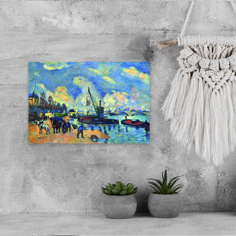 La seine à Bercy, reproduction d'art classique de cheval sur une plage contemporaine, 12" H x 18" W
