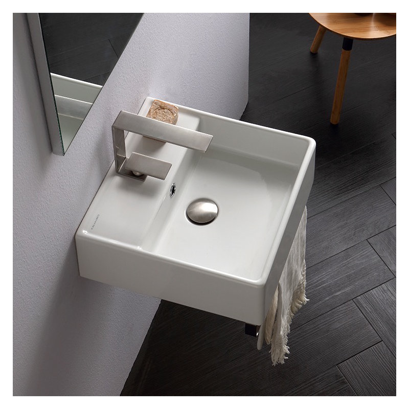 Scarabeo By Nameeks Teorema 15.7'' White Ceramic Rectangular Bathroom Sink with Overflow, Single Hole