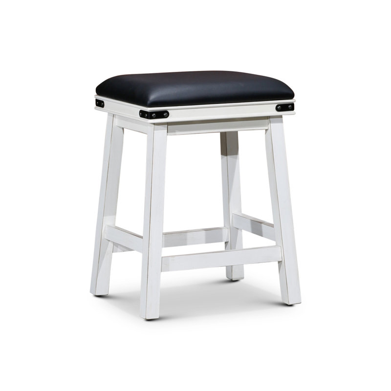 Saddle Stool, Weathered  Finish, Gray, Ivory