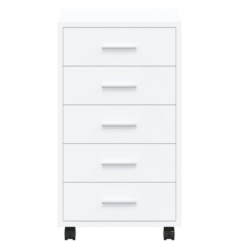 vidaXL Drawer Cabinet Engineered wood, Aluminum Medium, High Gloss White