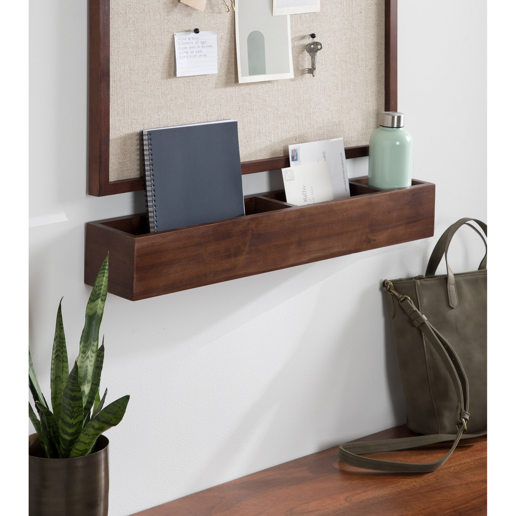 Sabini Wall Pocket Shelf, Walnut Brown