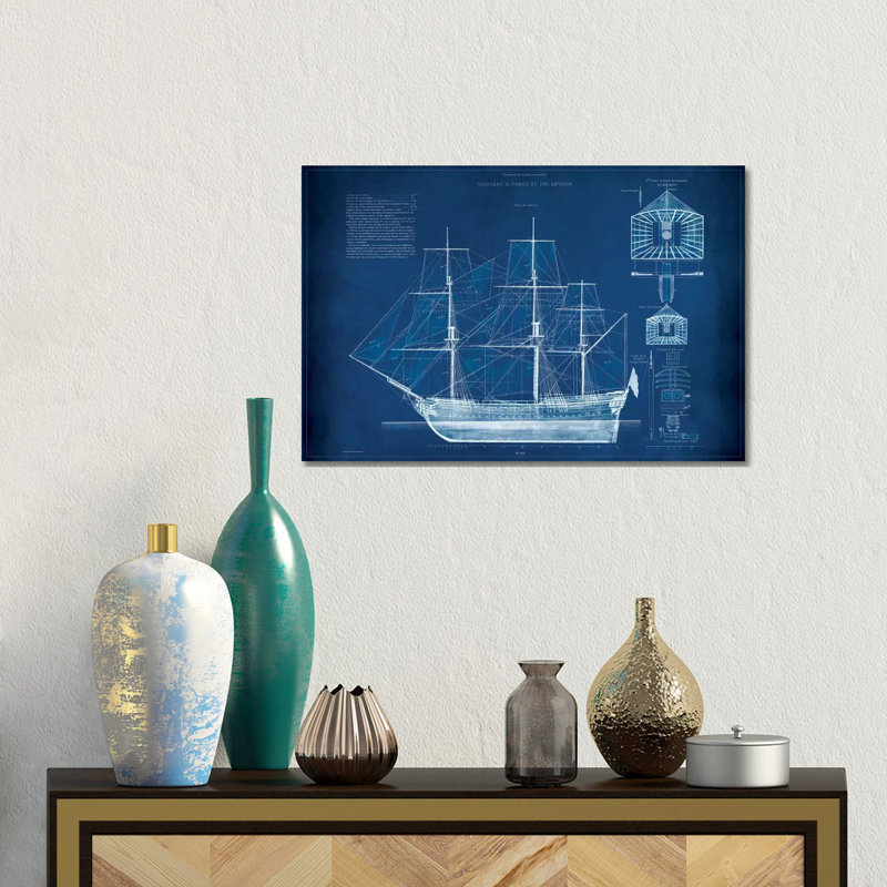 Antique Ship Blueprint IV by Vision Studio - Gallery-Wrapped Canvas Giclée on Canvas, 30.48 cm H x 45.72 cm W, Wrapped Canvas