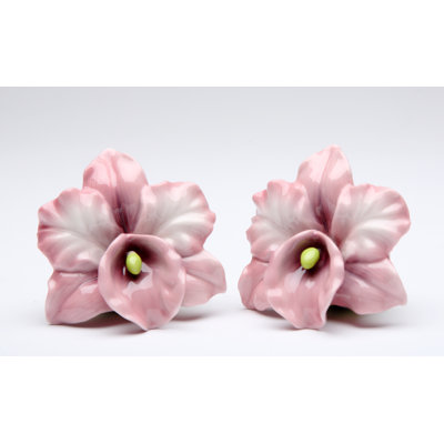 Cosmos Gifts Pink Orchid Salt and Pepper Set