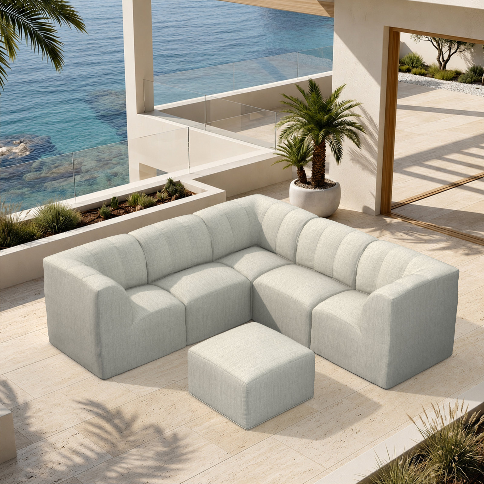 Praia 6-Person Patio Seating Group, Canvas Granite Sunbrella® Canvas