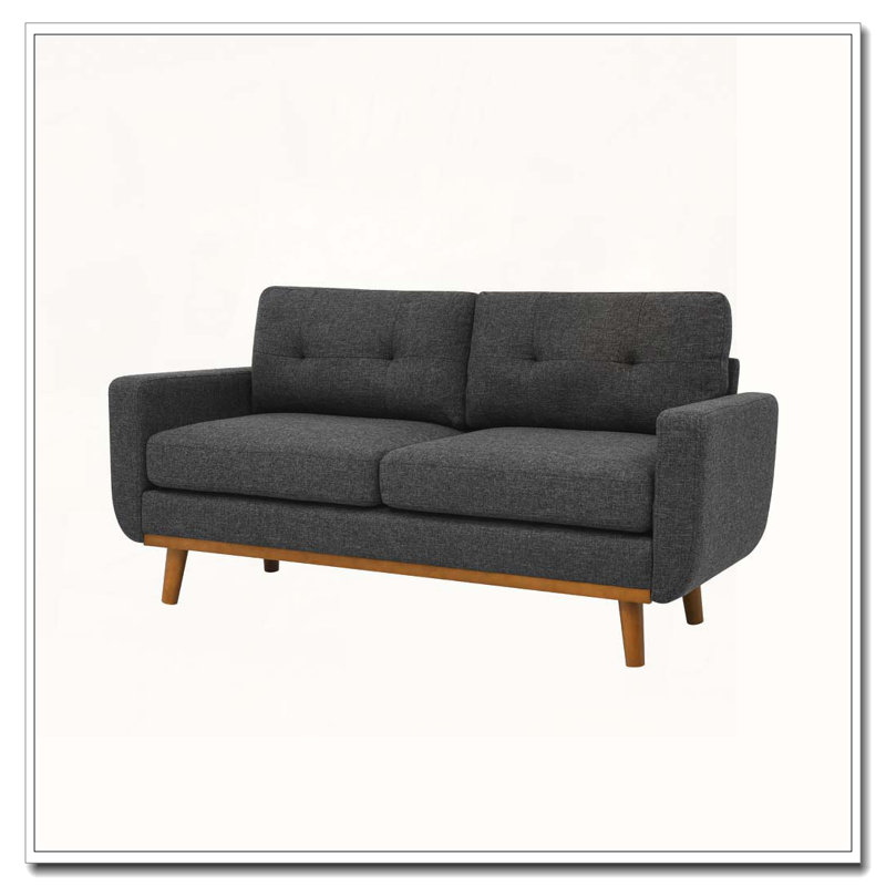 Canapé capitonné 67,7 po de largeur Mid-Century, Gris foncé
