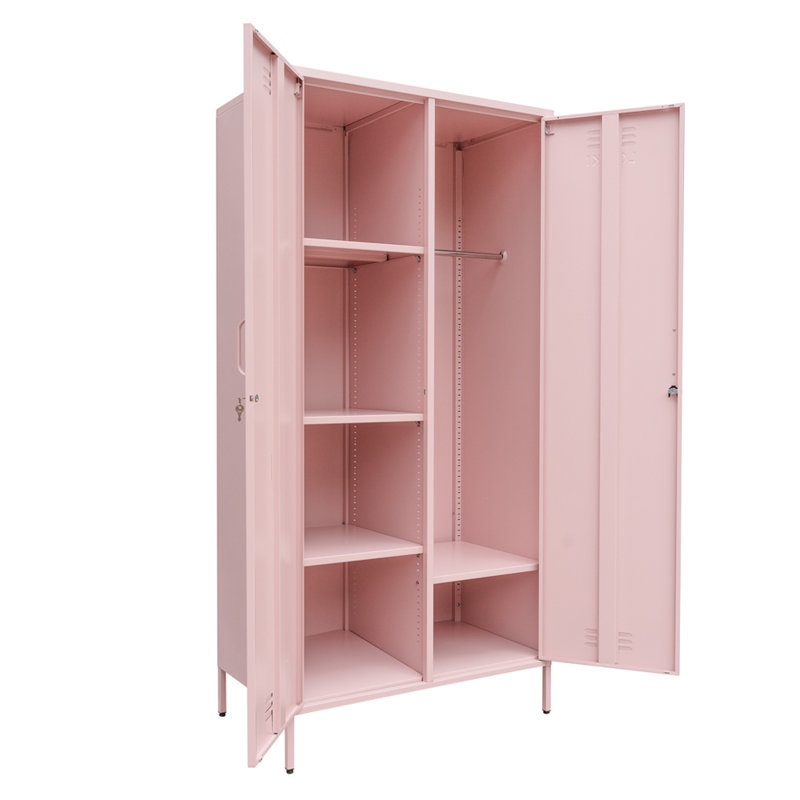 Nikeria 2 Door Steel Wardrobe, Pink