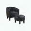 Fauteuil d'appoint en similicuir avec repose-pieds, dossier courbé et pieds noirs