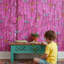 Papier peint abstrait libellules roses