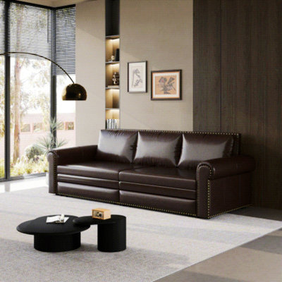 Convertible Chesterfield Sofa Bed with Nailhead Trim, Rolled Arms for Living Room or Bedroom