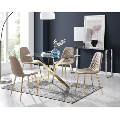 Lenworth 4 -Person Glass Dining Set
