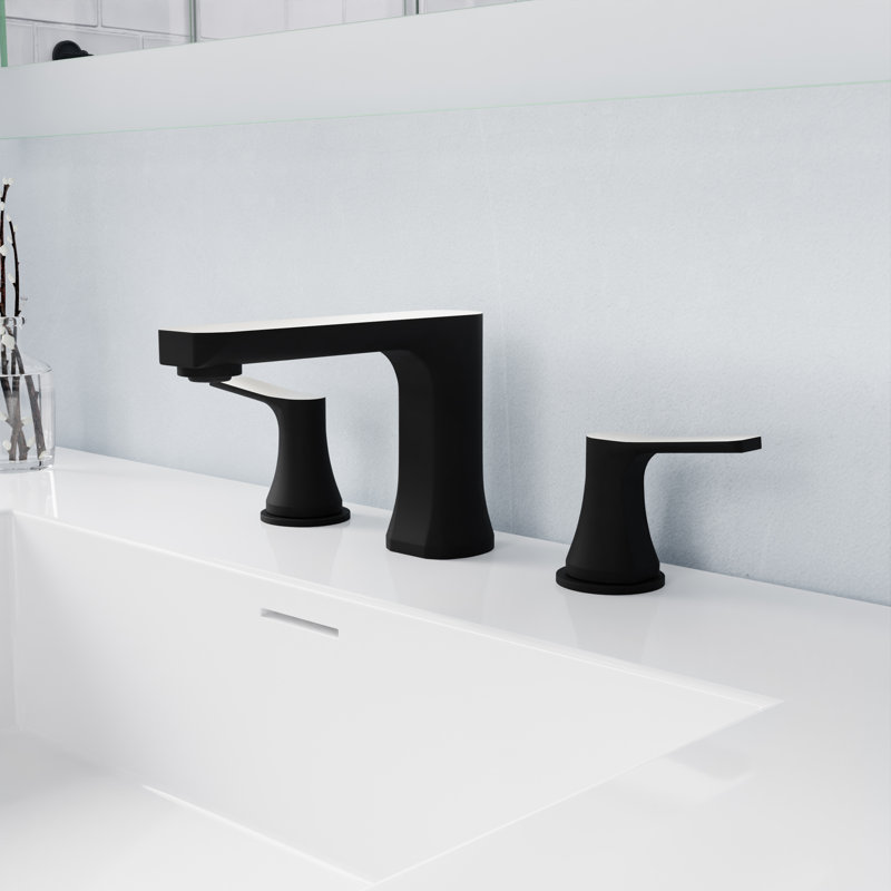 Widespread 2-handle Bathroom Faucet with Drain Assembly, Matte Black/Brushed Nickel