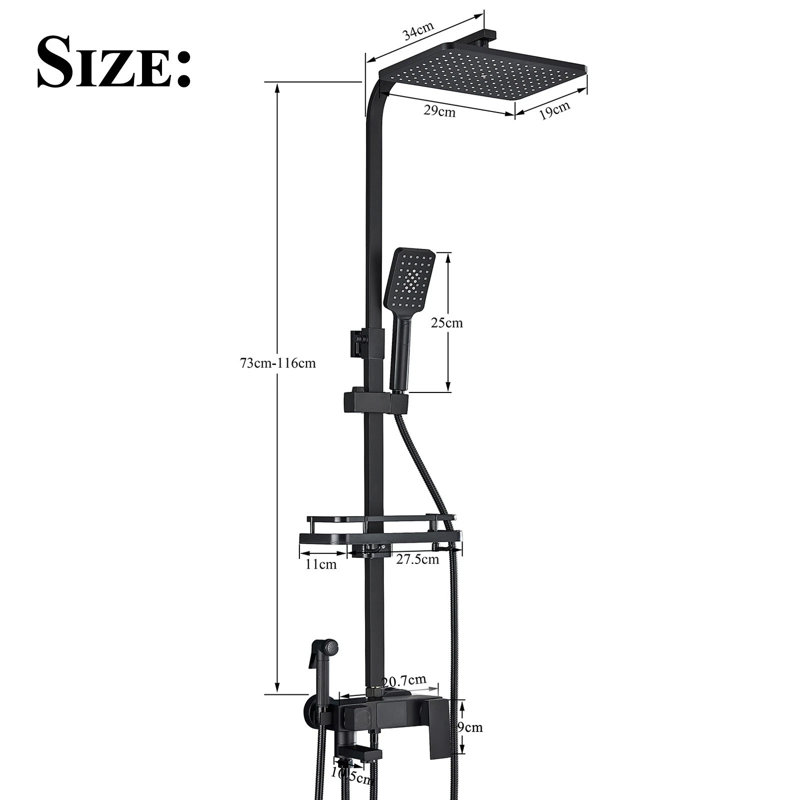 Wall Mounted Shower Faucet, Mattle Black