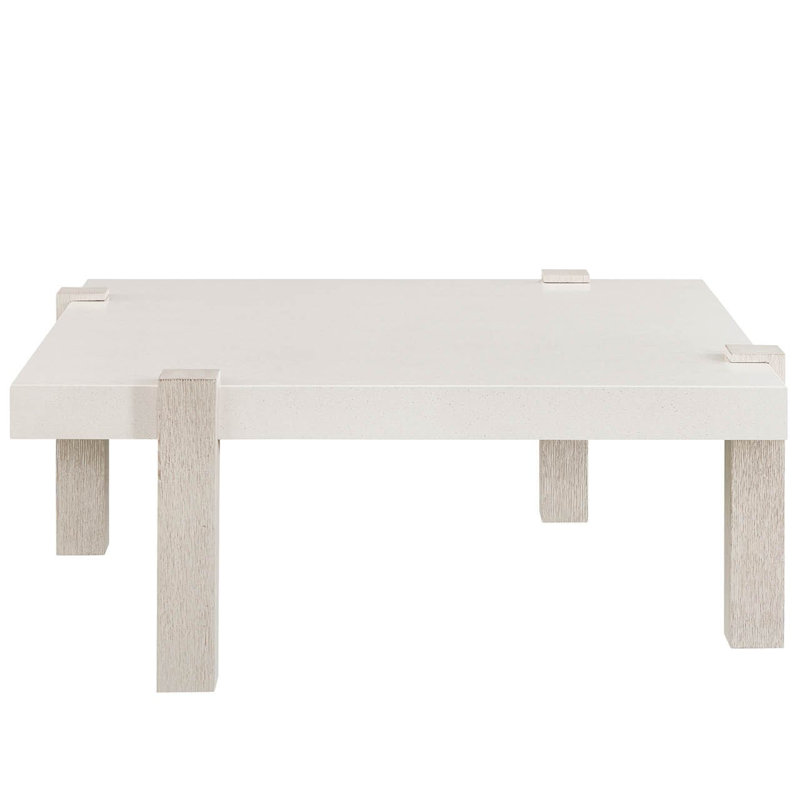 Modern Mist 44" Wide White Quartz Top Light Oak Base Square Cocktail Table