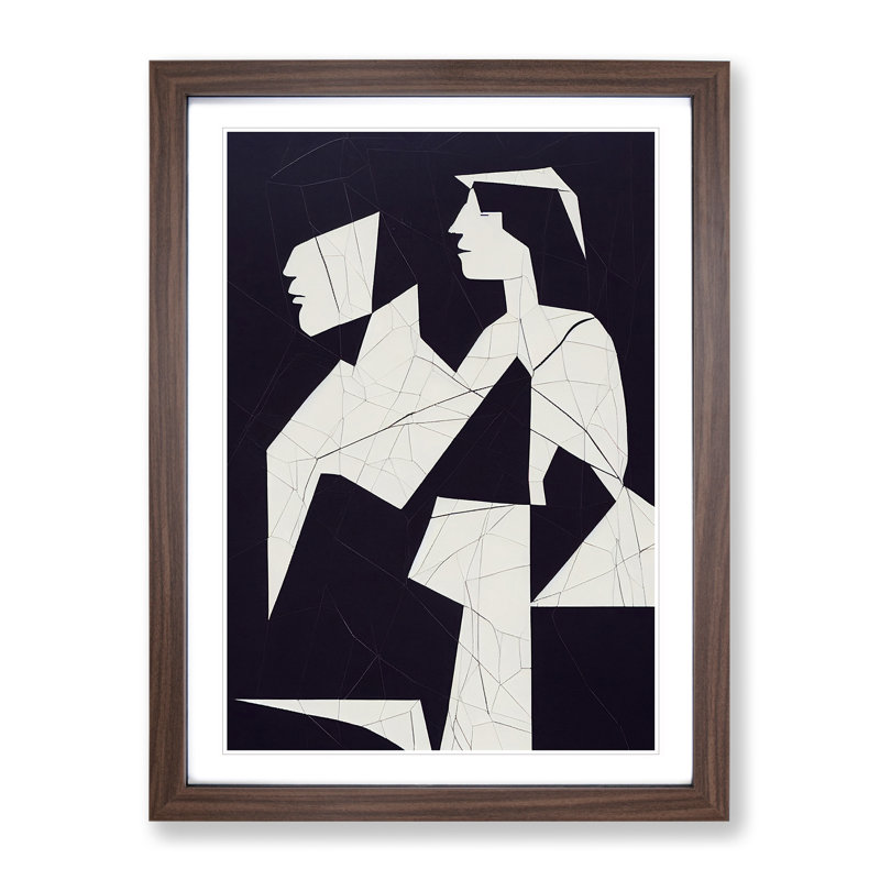 Two People - Single Picture Frame Print, 46cm H x 34cm W x 2cm D, Walnut Framed