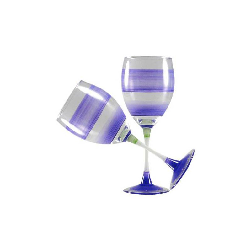 Verre à vin blanc Cottage Retro Stripe, Mauve