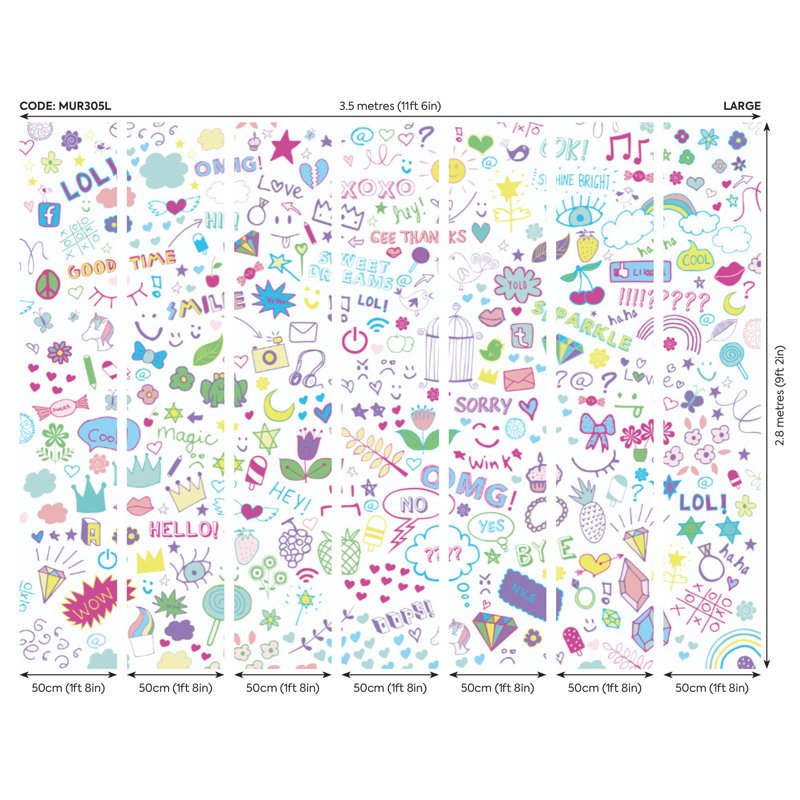 Sarles Matte Wall Mural, 280cm L x 350cm W
