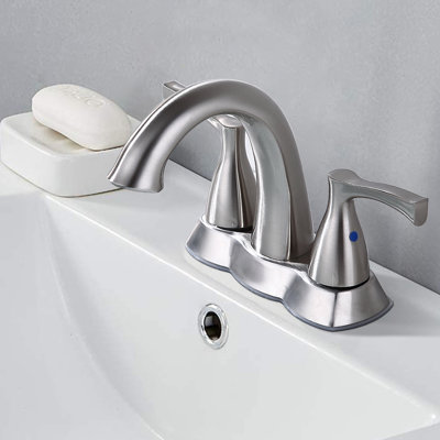 Robinet de salle de bain central à 3 trous avec bonde escamotable, or brossé