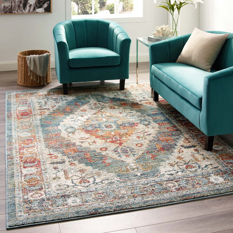 Tapis multicolore Tribute Camellia, Rectangle 8 pi x 10 pi