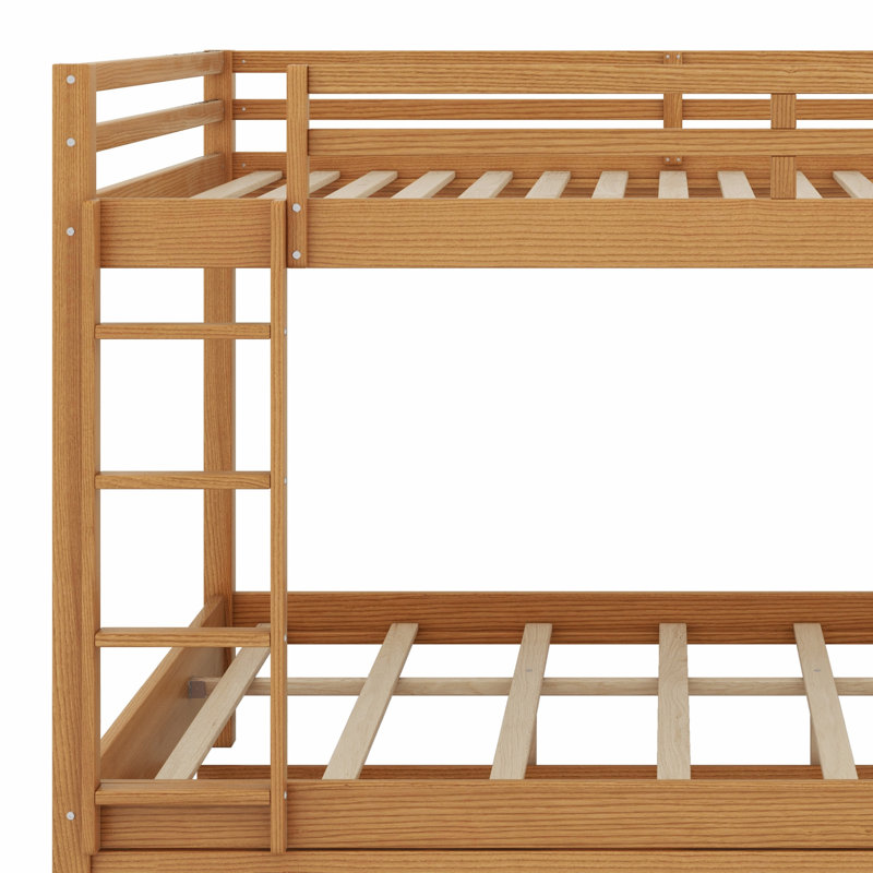 Lit superposé en bois avec échelle et lit gigogne, Bois