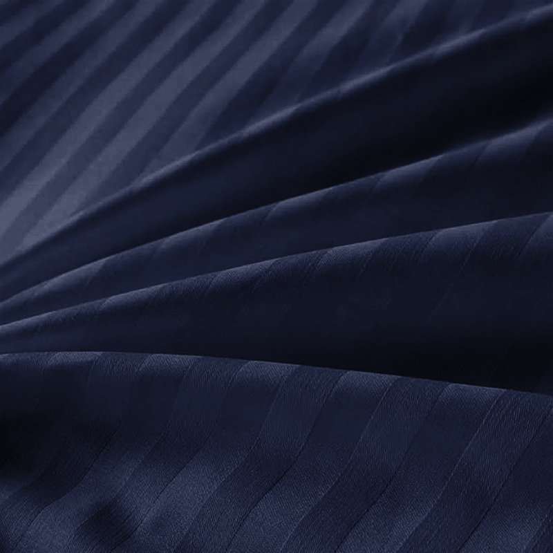 Classic Stripe Microfiber Duvet Set, 4-Piece With Fitted Sheet & Pillowcases, Navy Striped