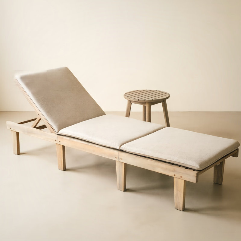78.8" Long Reclining Single Chaise, Side Table Included, 1