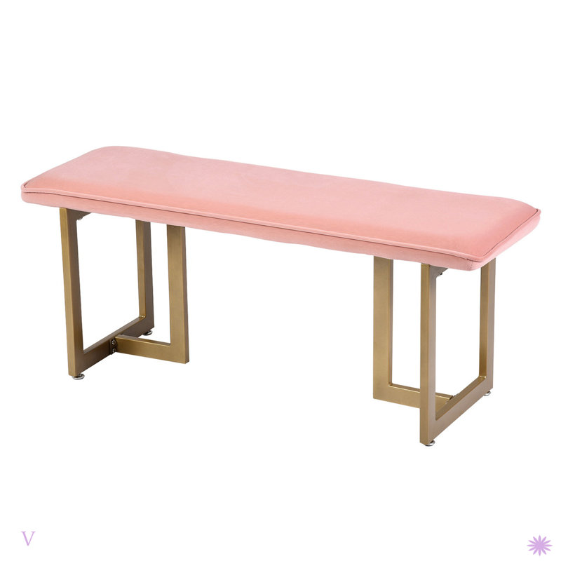 Ensemble de 1 banc rembourré en velours, Rose