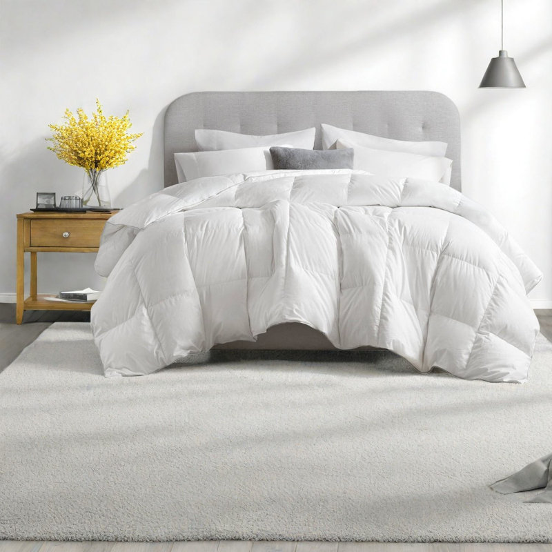 Premium Goose Down Bedding Sets, 100% Cotton Full Queen Modern Home