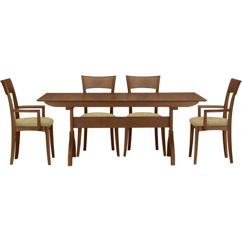 Sarah 5 - Piece Dining Set, Coffee Leather, Saddle Cherry